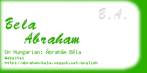 bela abraham business card